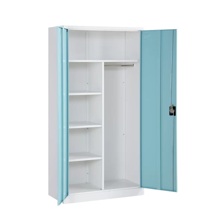 Blue double door iron wardrobe